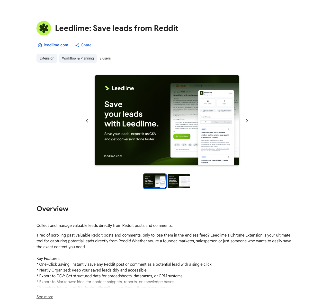 Leedlime Chrome Extension in action on Reddit